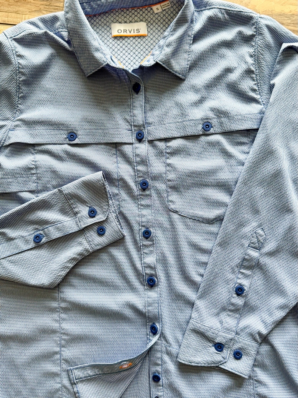 Orvis - Open Air Caster Tech Shirt - S - Blue Gingham